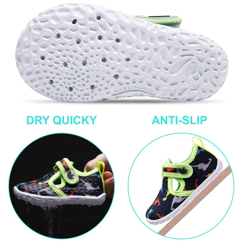 FEETCITY Baby Boys Girls Water Shoes Quick Dry Barefoot Sports Aqua Socks Swim Beach Pool Yoga Exercise Shoe Navy Dinosaur 12-18 Months Infant - Image 3